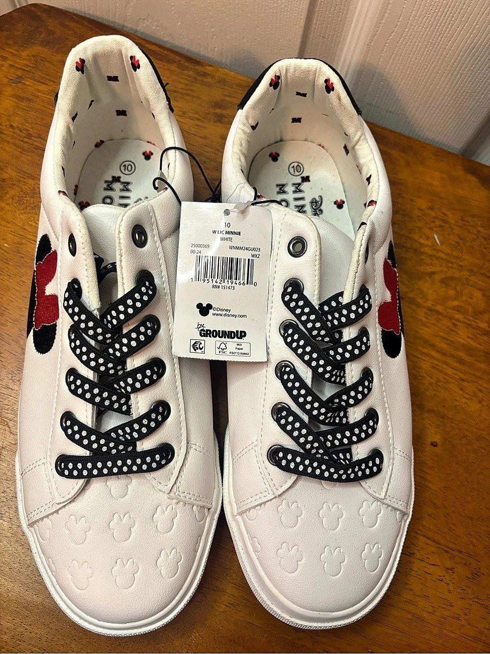 Ground Up Minnie Mouse Platform Sneakers White & Black US 10